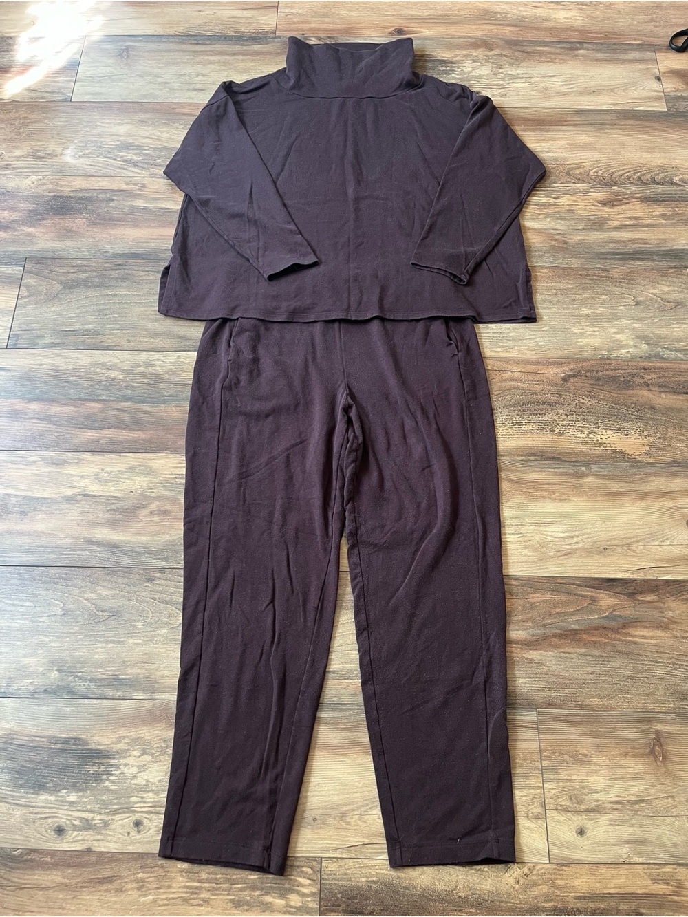 Eileen Fisher Women’s Plum Purple Turtleneck 2-Piece Set M Cozy Organic Cotton